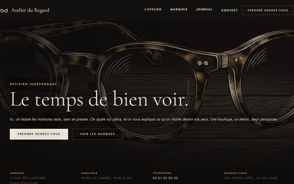 Un détail du site Thème opticien