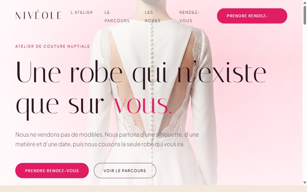 Un détail du site Robes de mariée